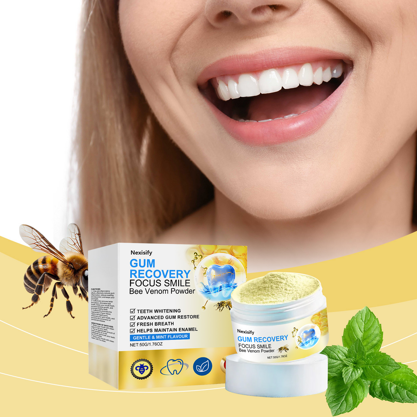 🐝 Nexisify™ Focussmile Bee Venom Oral Powder — ADA Recommended for Stronger Teeth & Gums