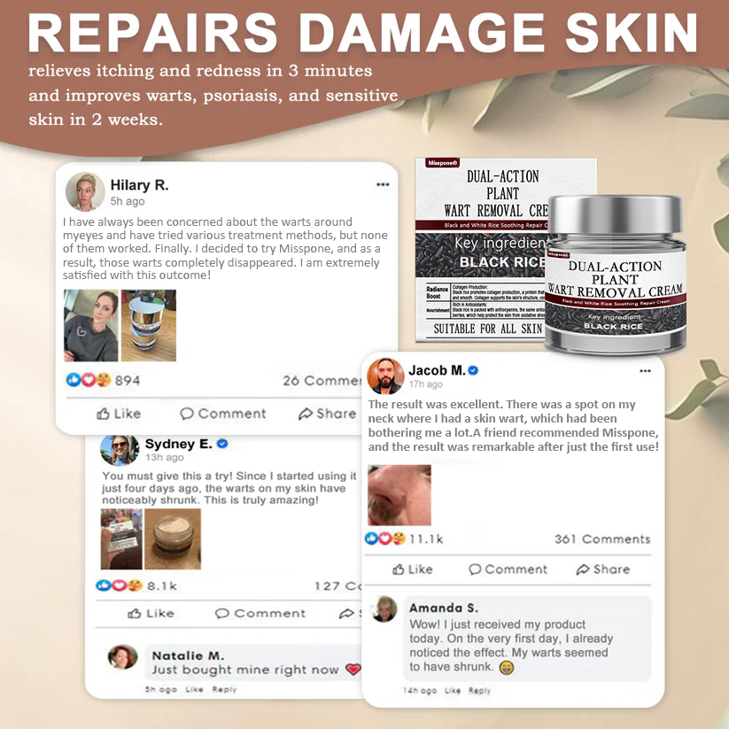 Black Rice Skin Repair Essence Cream 👨‍⚕️ FDA Certified – Helps Remove Warts, Improve Keratin Buildup, Seborrheic Dermatitis, Follicular Keratosis, Age Spots, and Bruising