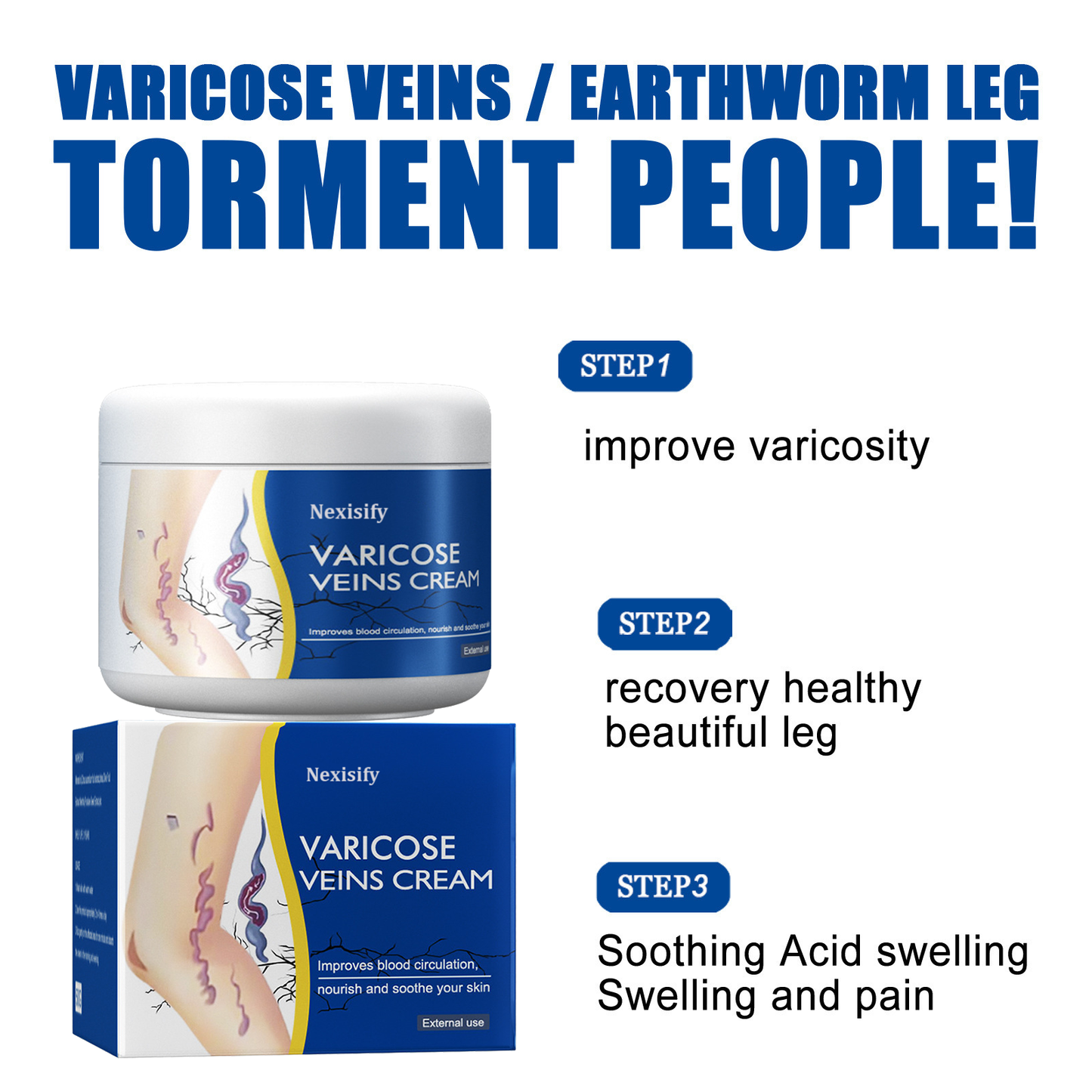Leg Relief Varicose Veins Cream 50g – Natural Body Care Lotion to Soothe Pain, Reduce Swelling, Improve Circulation & Support Healthy, Comfortable Skin